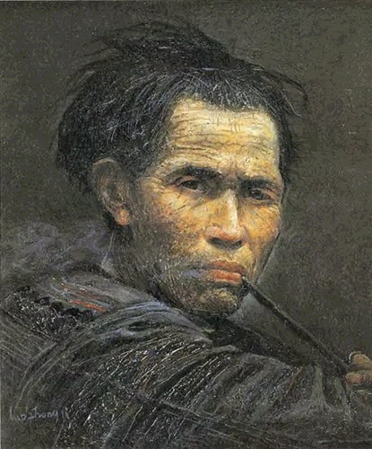 抽烟的老人