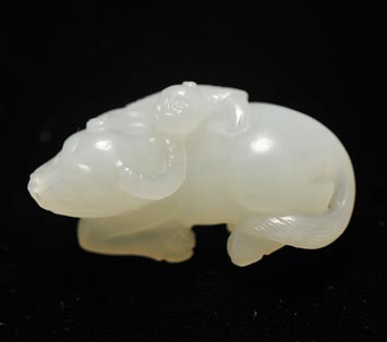现代 和田籽料童子牧牛坠