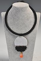 老料新工 越江吟--银鎏金帽饰配翡翠 玛瑙项饰